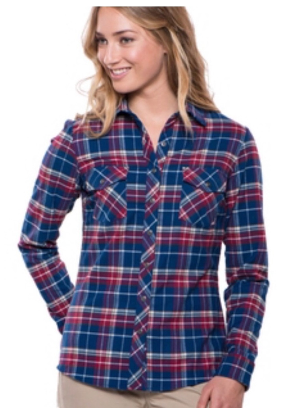 KUHL Alina x-large  blue red plaid flannel shirt
